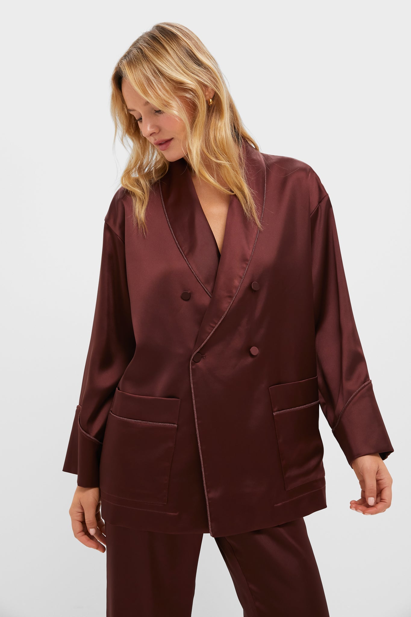 Chocolate Satin Smoking Jacket