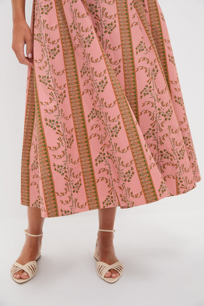 Rust Dandelion Floral Stripe Maisie Dress