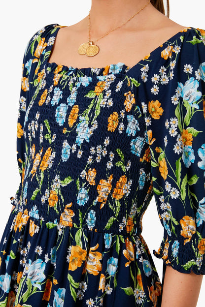 Spring Blooms Knit Smocked Top