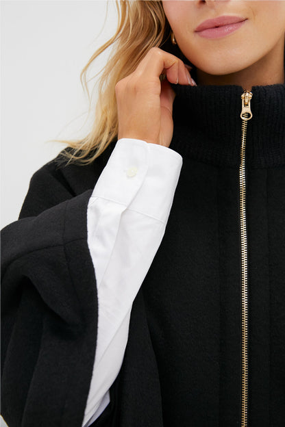 Black Full Zip Huntington Poncho