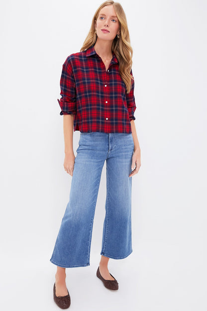 Red Plaid Flannel Cropped Jasper Button Down