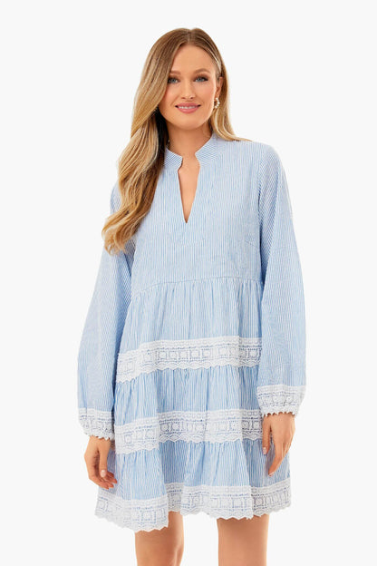 Blue Seersucker Charlotte Dress