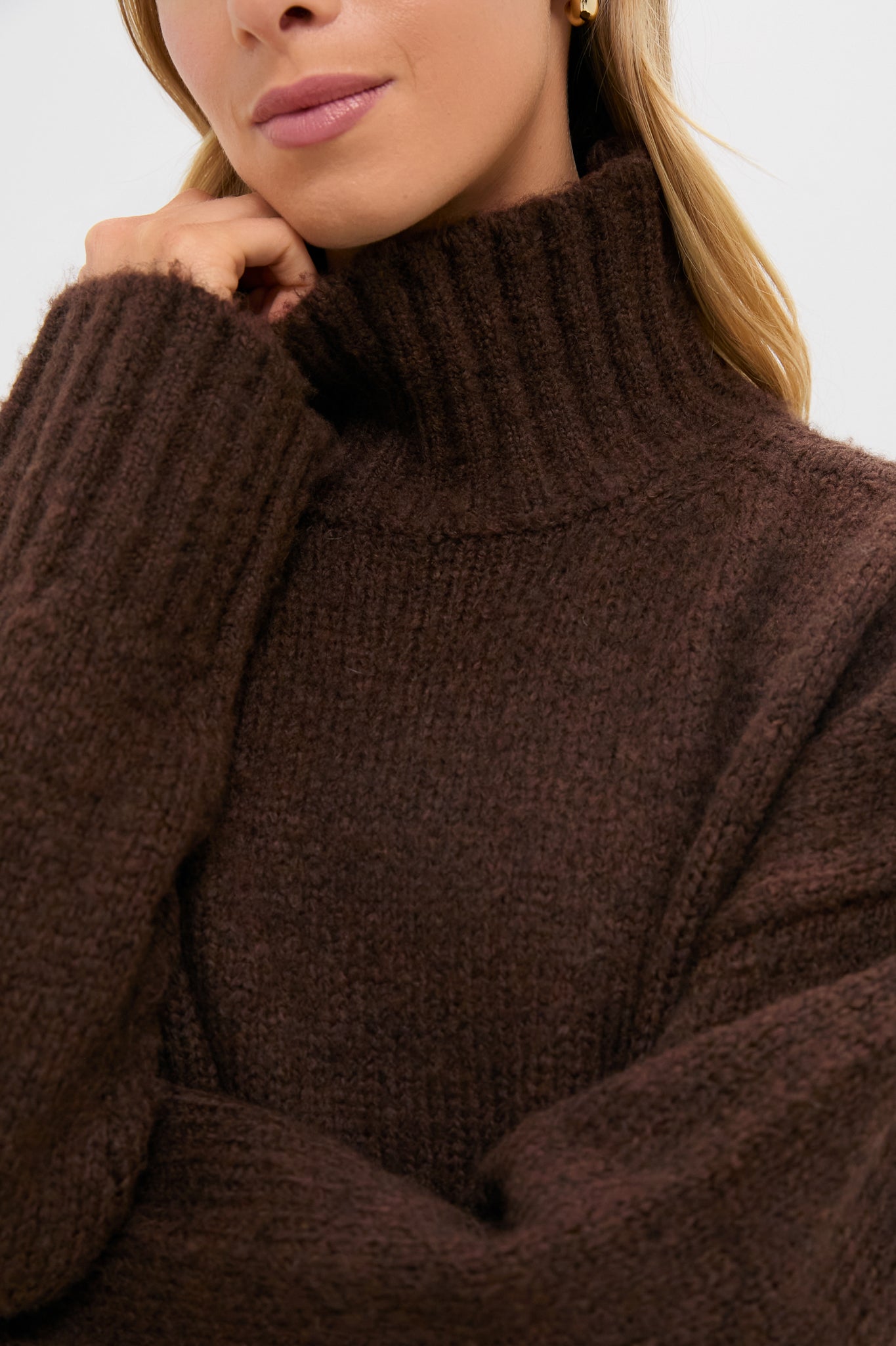 Chocolate Boucle Hannah Turtleneck Sweater