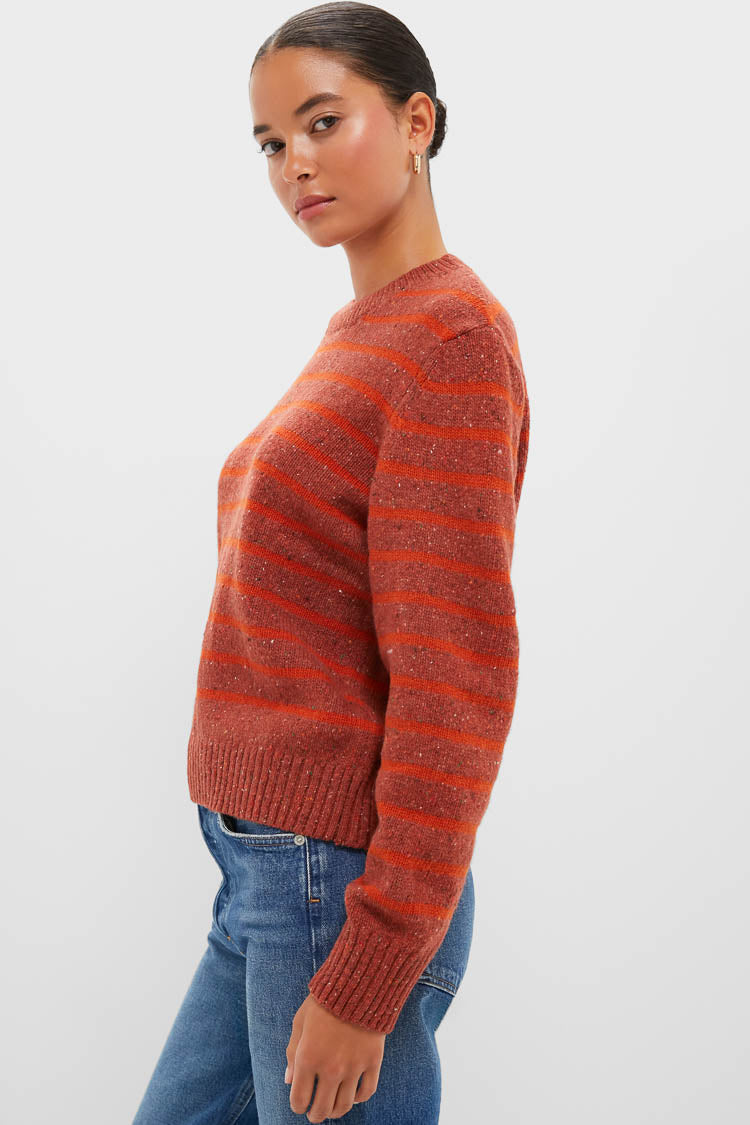 Burnt Orange Stripe Claydon Knitted Jumper