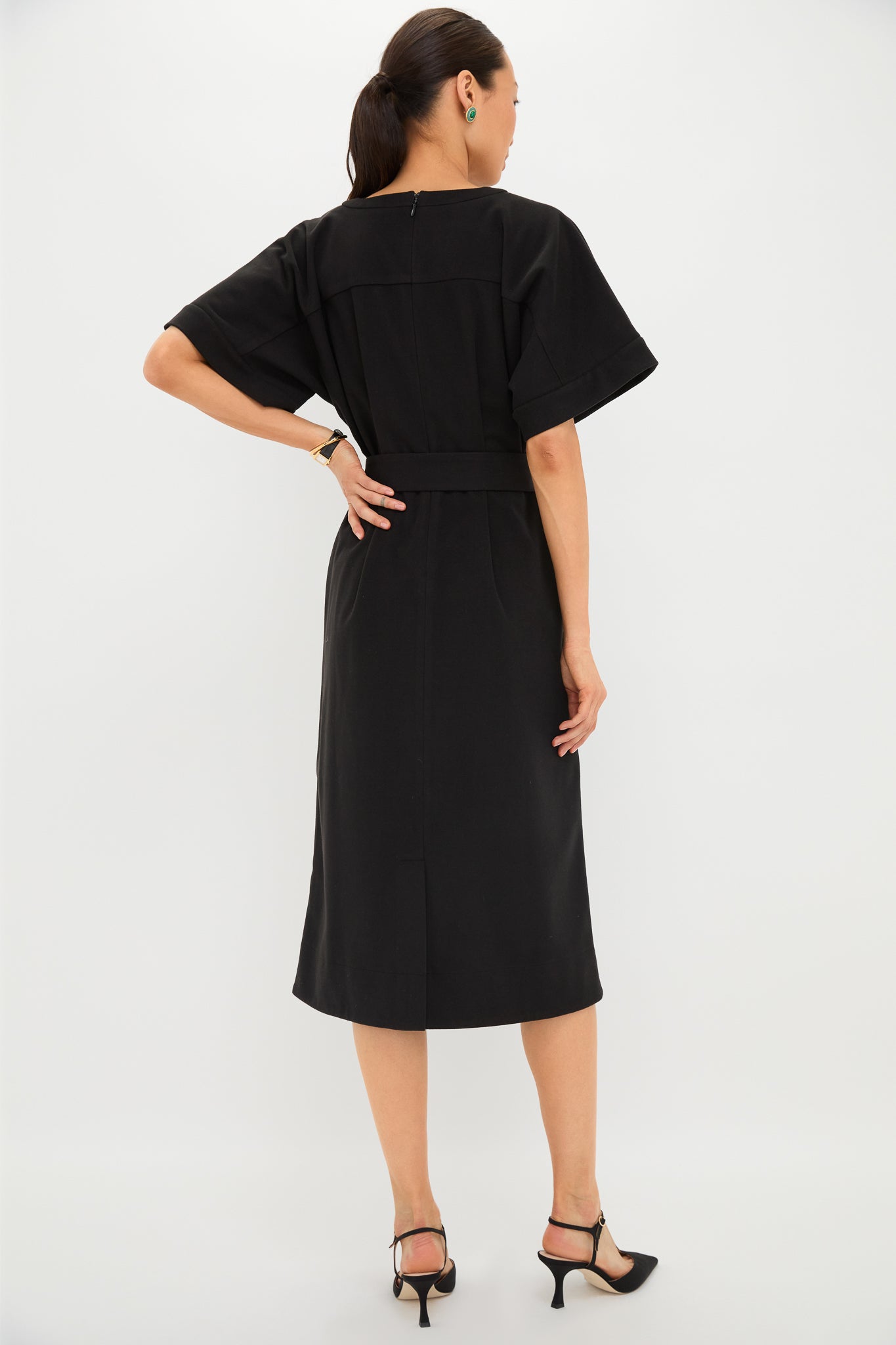 Black Double Face Flannel Gianna Dress