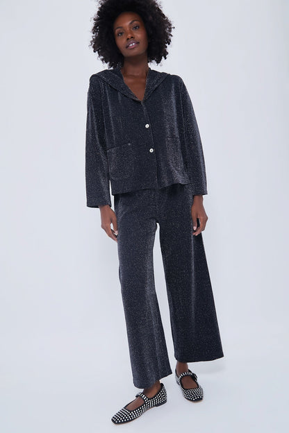 Black Kylie Lurex Hooded Set