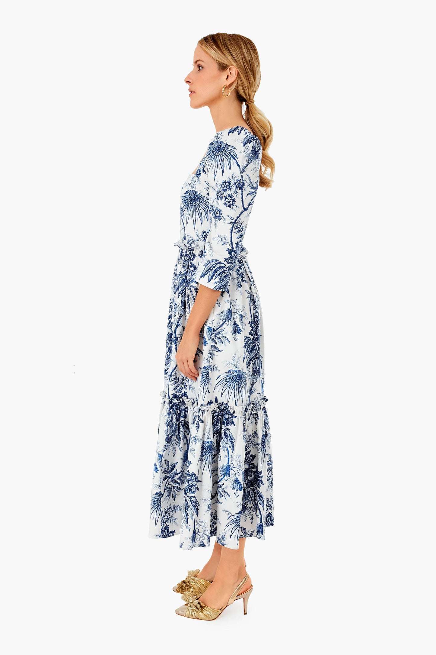 Jacobean Toile Navy Blue Hill Dress