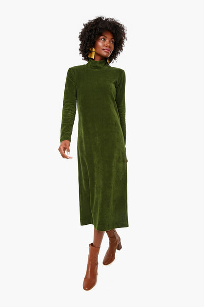 Pine Stretch Corduroy Turtleneck Slim Dress