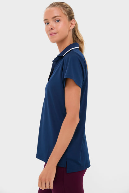 Navy Short Sleeve Performance Jersey Caroline Polo