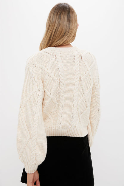 Cream & Black Velvet Bows Bess Cardigan