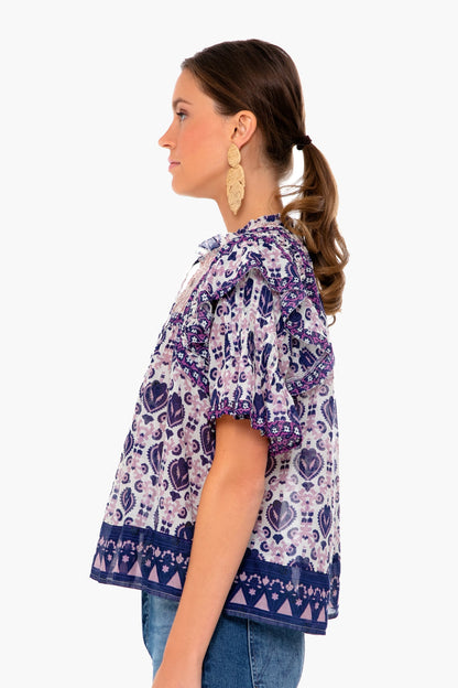Violet Brigitte Border Pintuck Top
