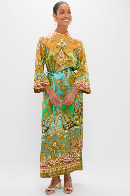 Multi Clemenza Silk Midi Dress