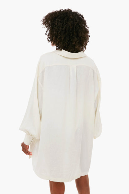 Off White Lace-Up Caftan