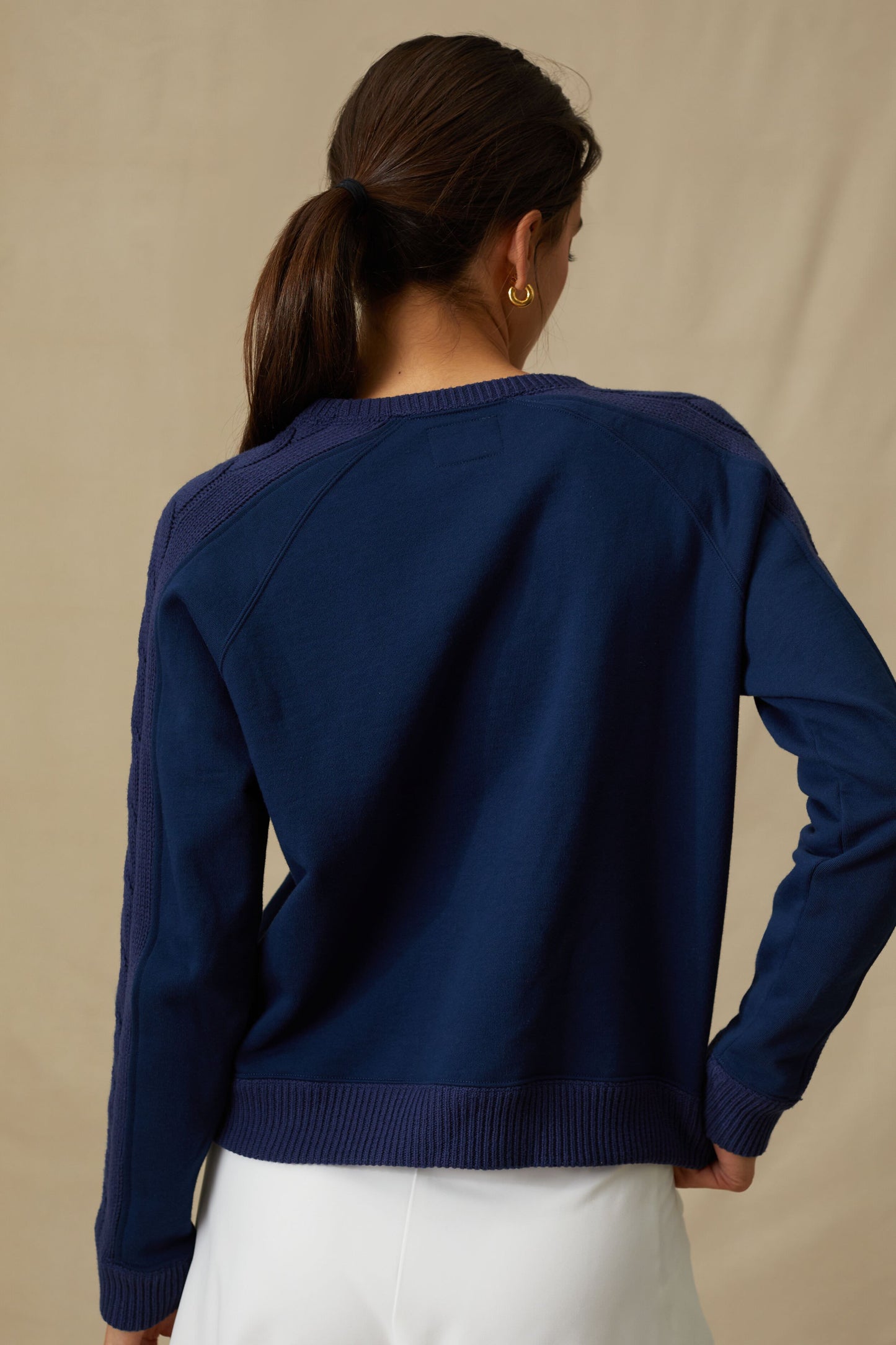 Navy Cable Knit Reid Sweatshirt