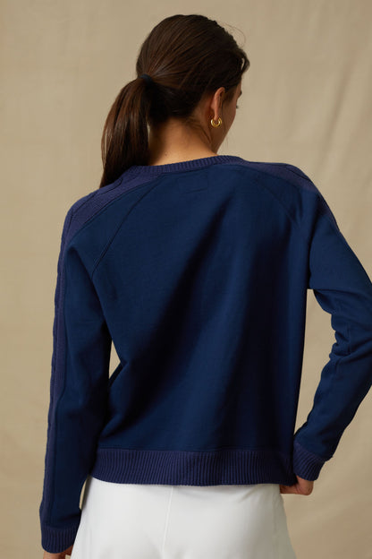 Navy Cable Knit Reid Sweatshirt