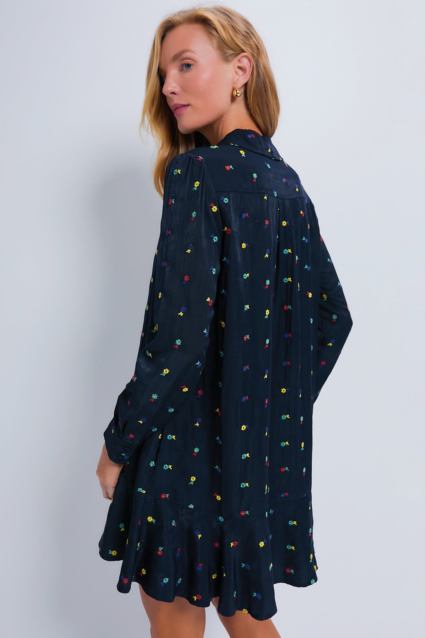 Navy Embroidered Callahan Shirt Dress