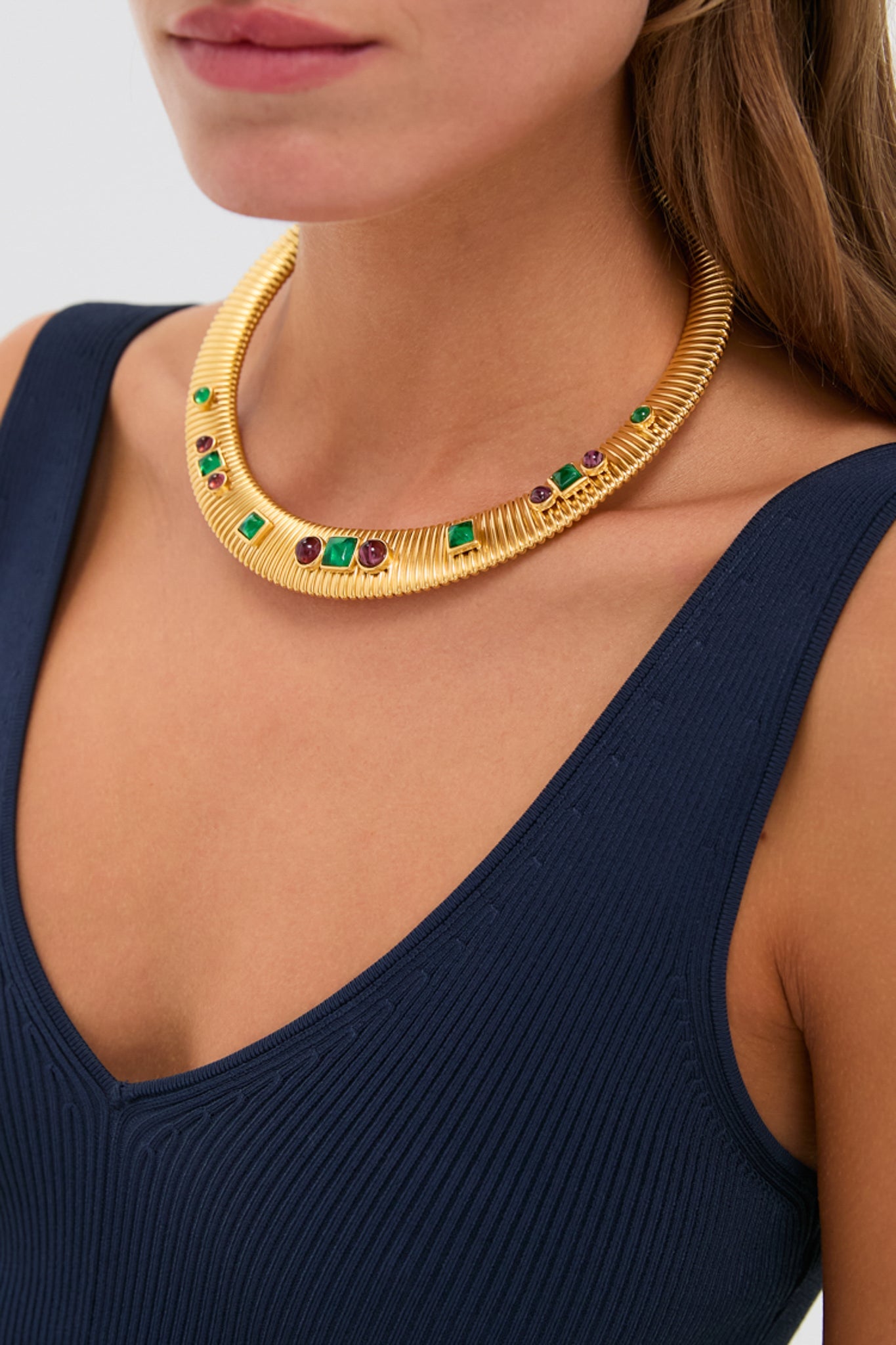 Gold Jeweled Collar Necklace