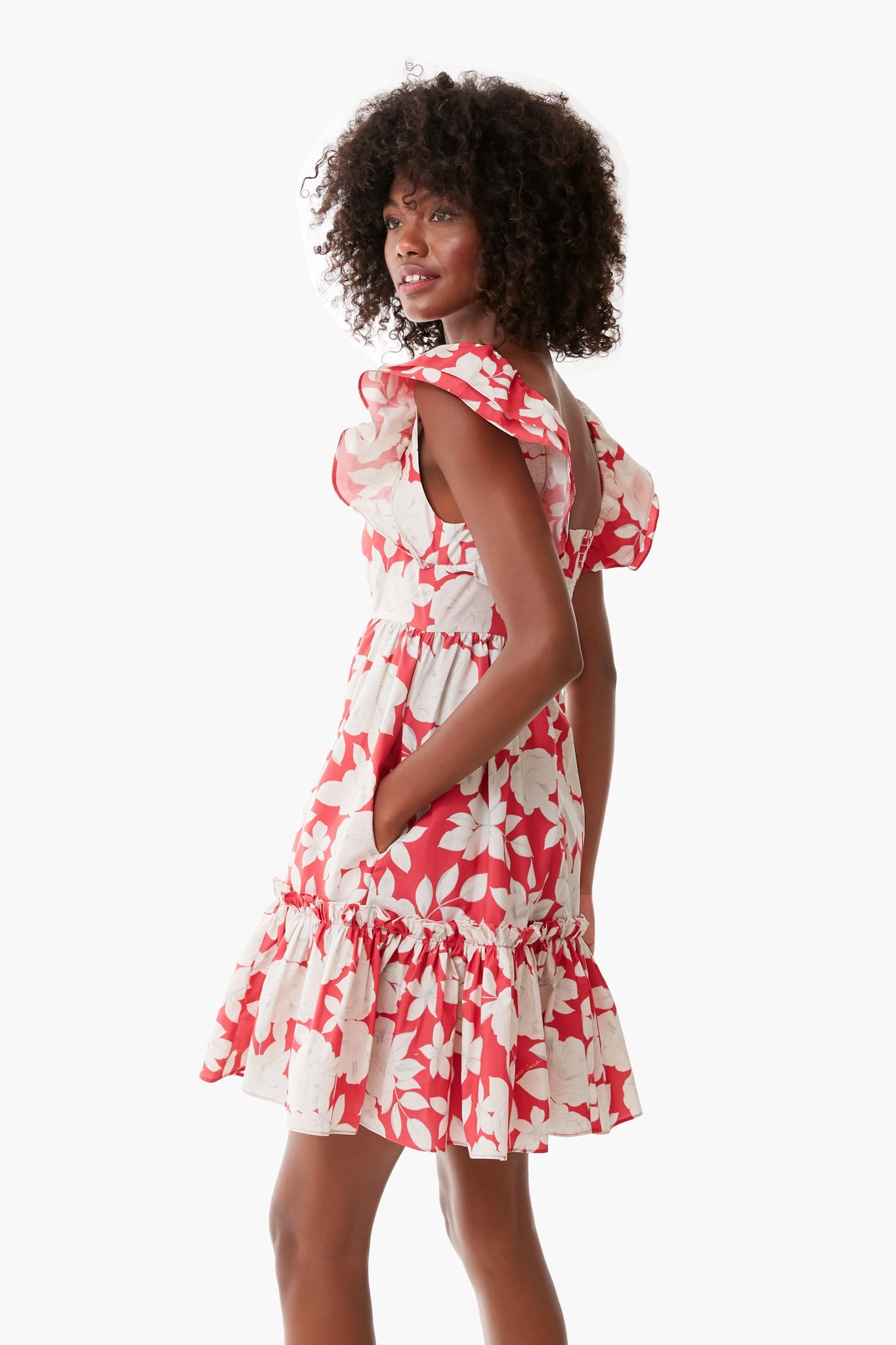 Graphic Floral Raspberry Lexa Dress