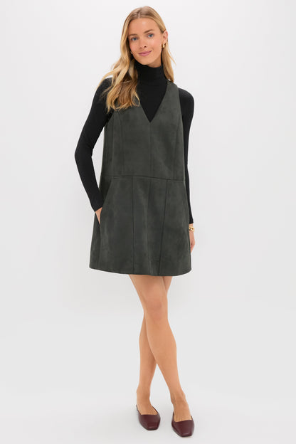 Deep Olive Vegan Suede Bailey Dress