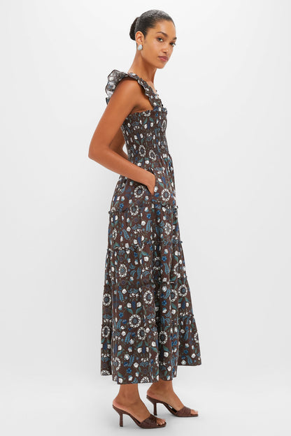 Chocolate Swedish Floral Ellie Maxi Nap Dress