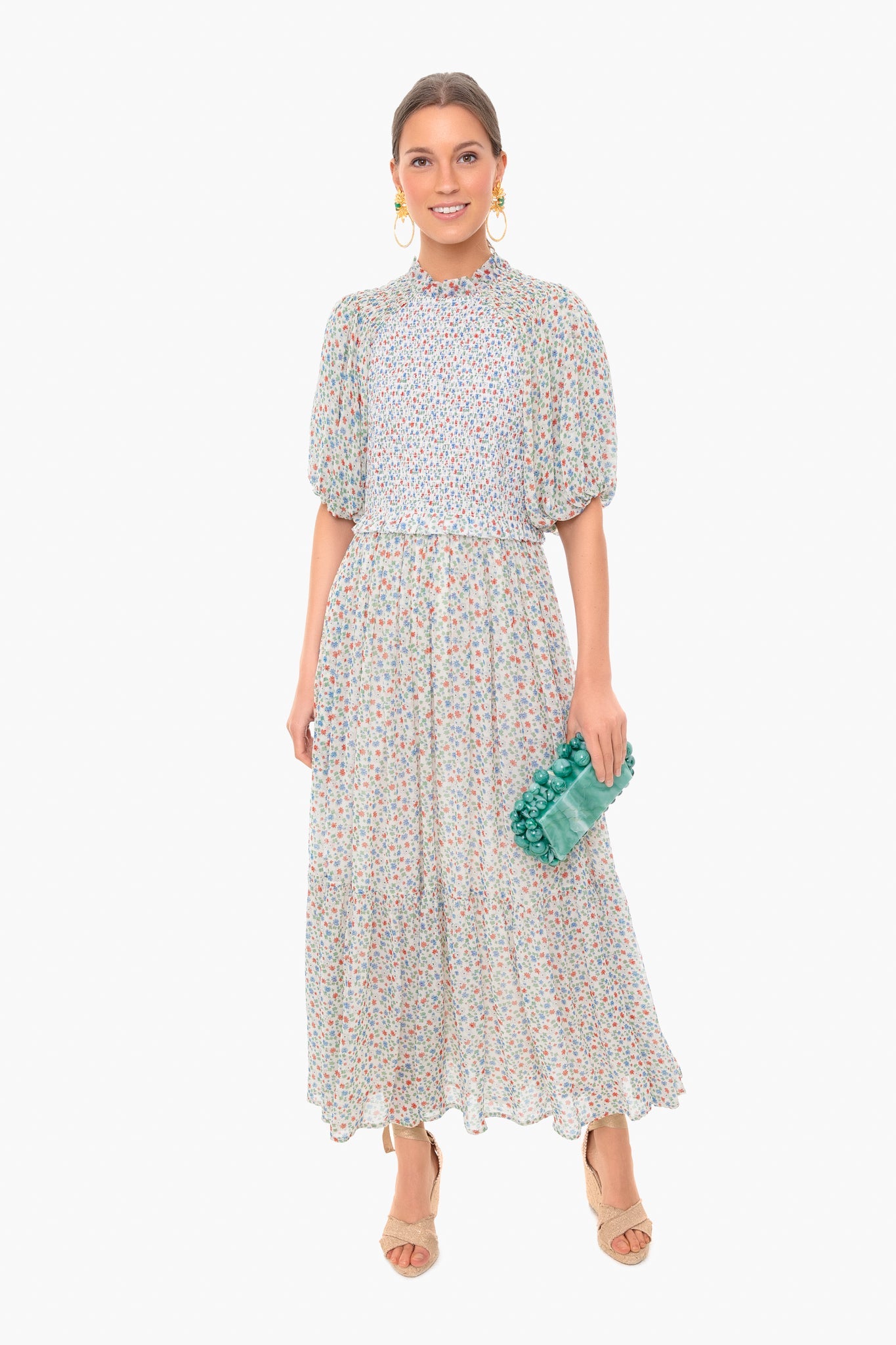 Multi Bubbie Ditsy Bubble Sleeve Maxi