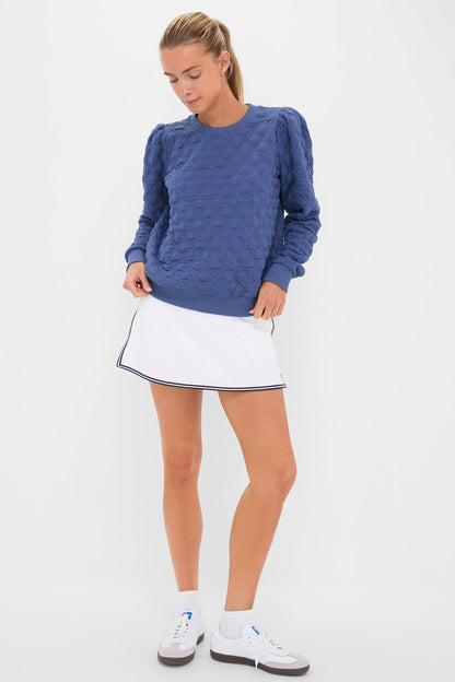 Indigo Puff Sleeve Quilted Stretch Campbell Pullover