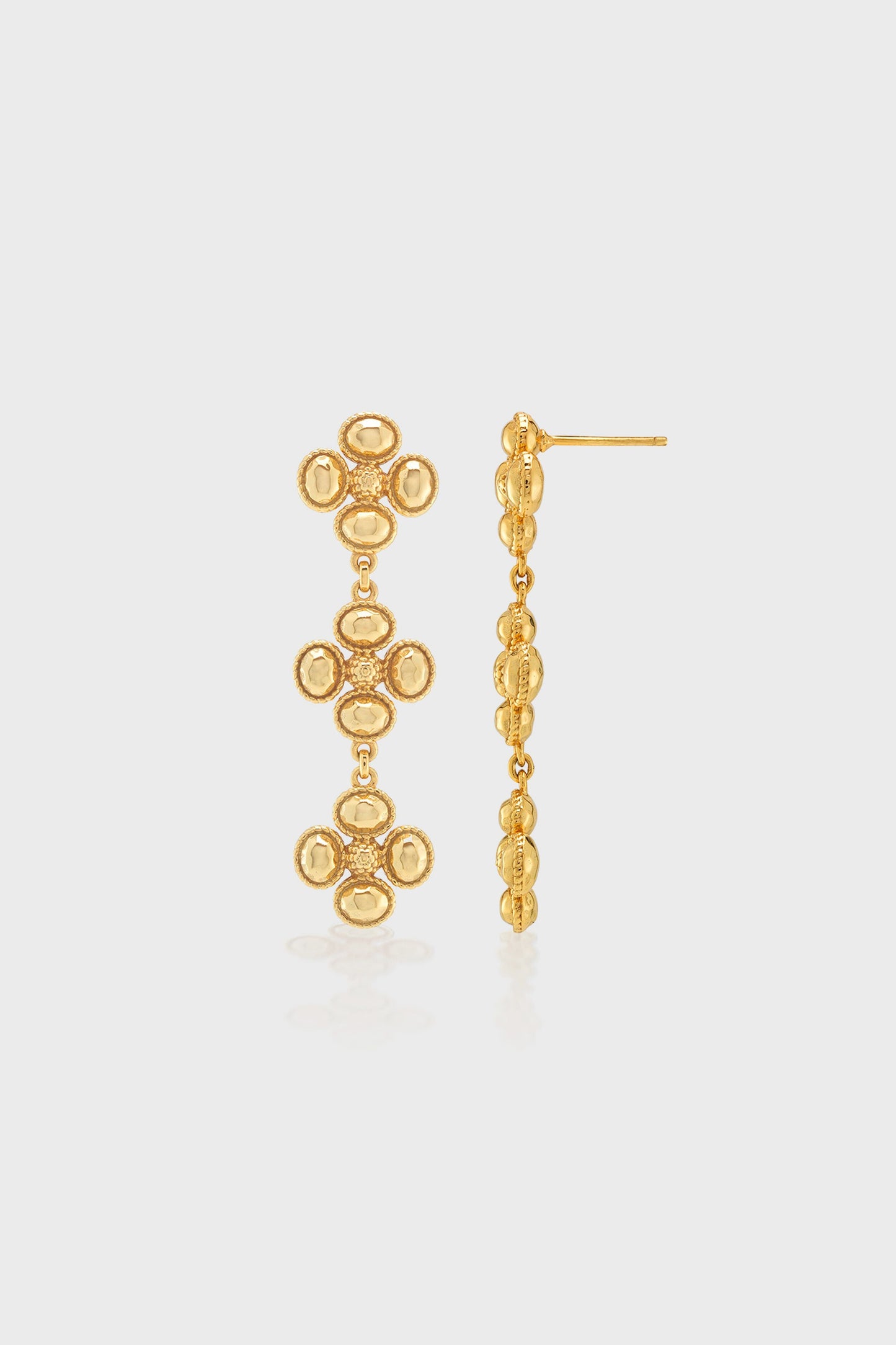 Berry Clover Linear Earrings - Gold