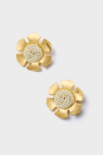 Gold and Pearl La Lune Earrings