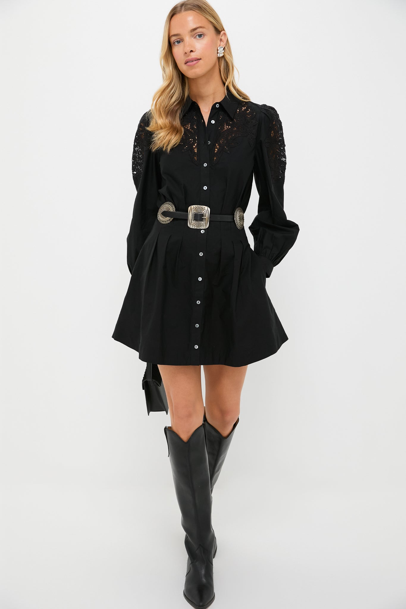 Black Marta Long Sleeve Mini Dress