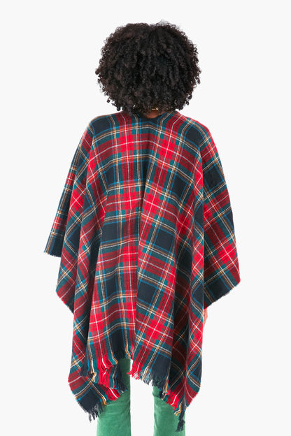 Exclusive Black Tartan Ruana Poncho