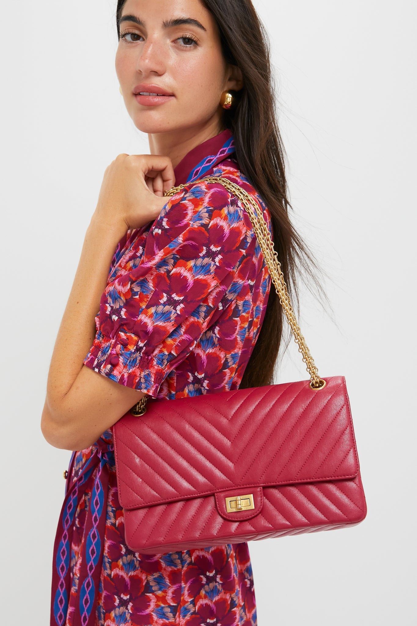 CHANEL Red Reissue 2.55 Flap Bag Calf Leather