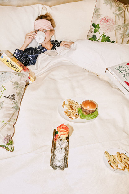 Navy Silk Polka Dot Classic Pajama Set