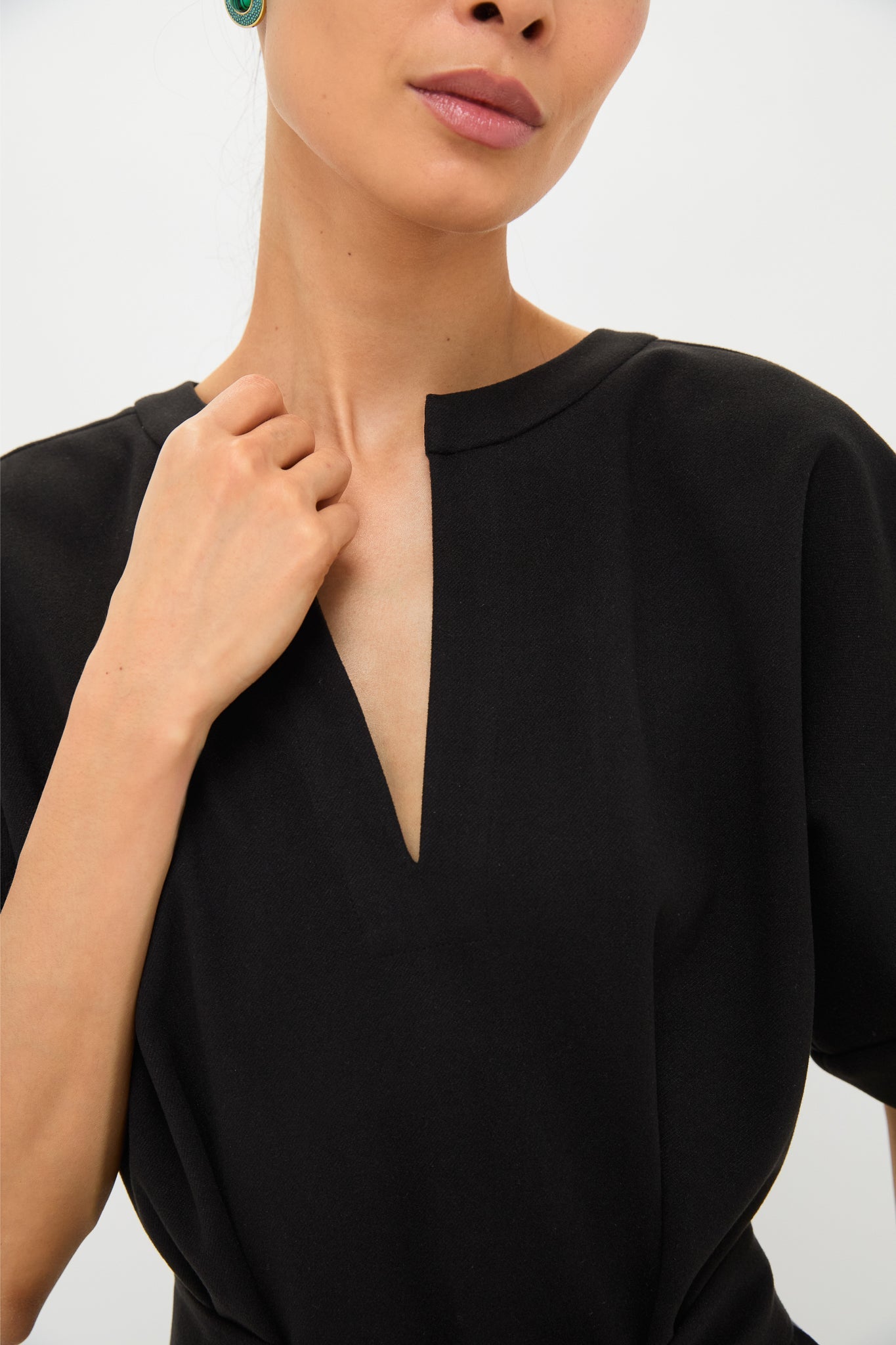 Black Double Face Flannel Gianna Dress