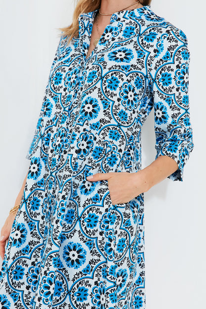 Blue Medallion Royal Shirt Dress
