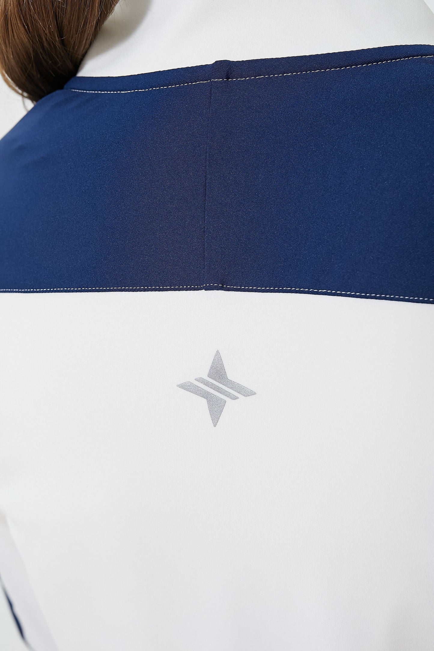 White and Navy Carver Quarter Zip Tee