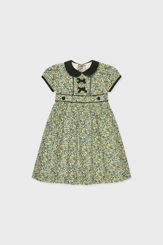 Bottle Green Floral Portia Girl Dress