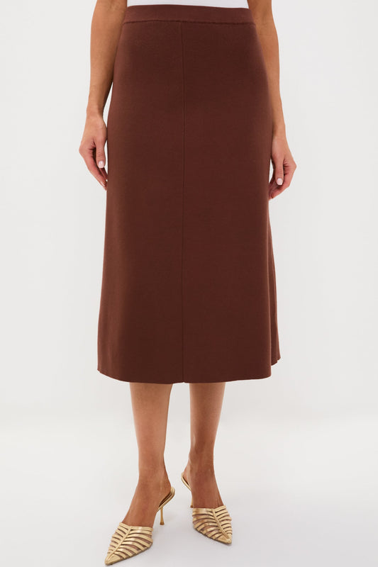 Chocolate Brown Knit Philomena Midi Skirt