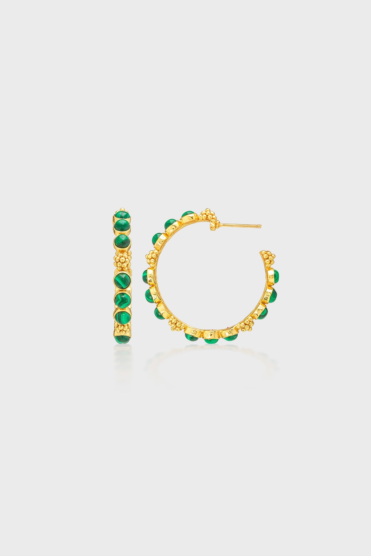 Berry Gem Medium Hoop Earrings - Malachite