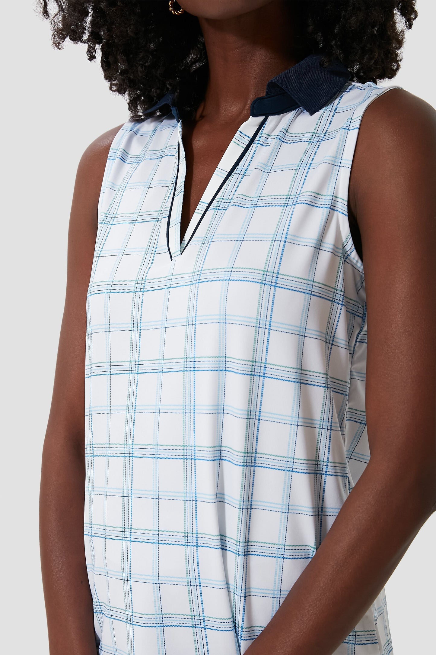 Provincial Plaid Sleeveless Caroline Polo