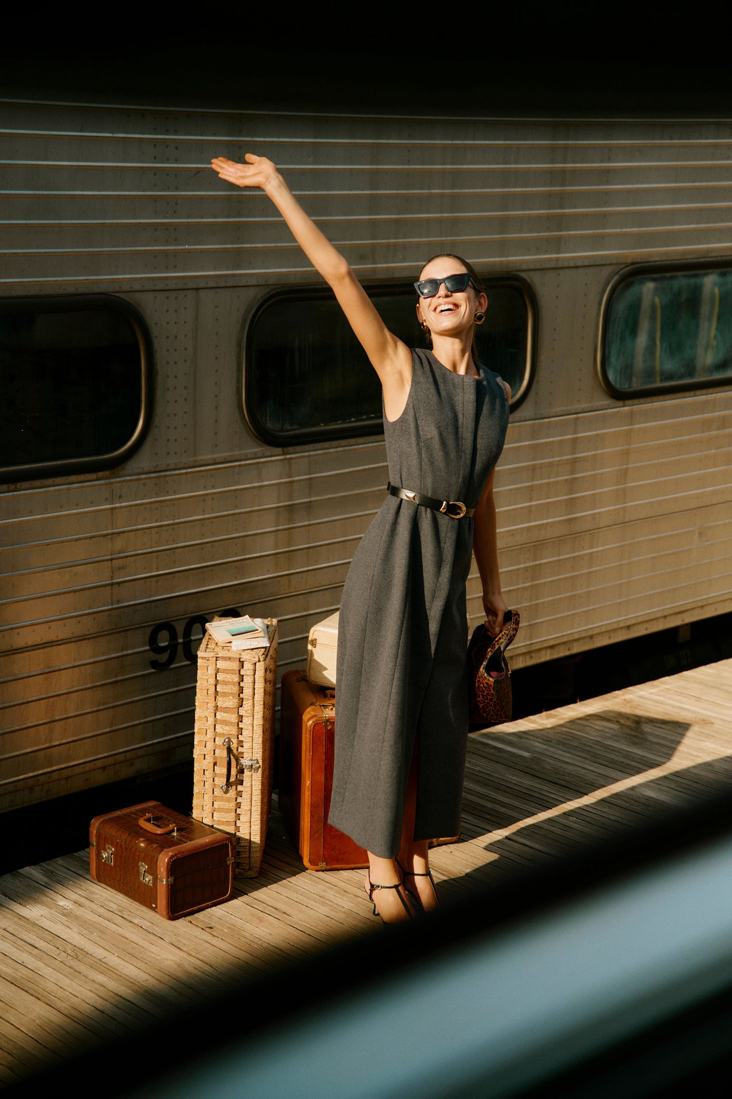 Gray Wool Rhoda Midi Dress