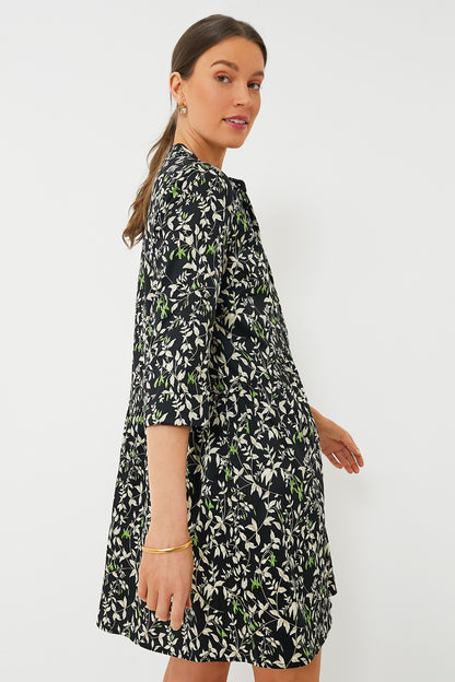 Verdant Iris Royal Shirt Dress
