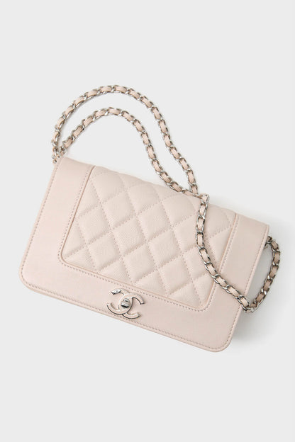 CHANEL Pink Cowhide Leather Wallet On Chain