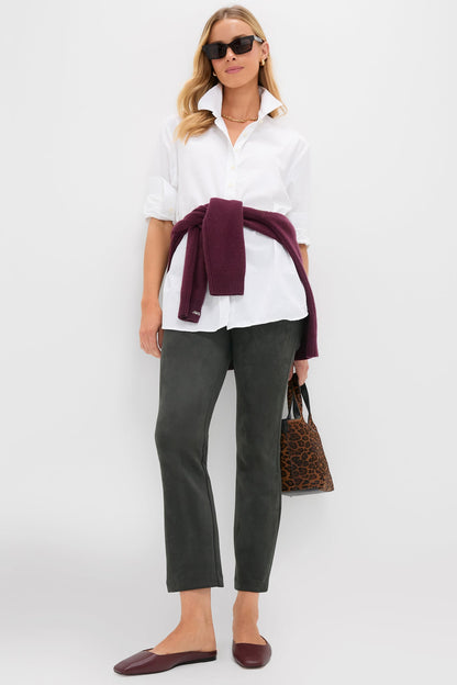 Deep Olive Vegan Suede Ashford Pants