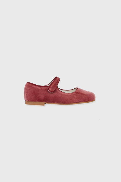 Dusty Pink Girl Velvet Mary Janes
