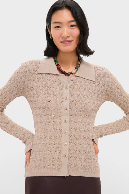 Champagne Ruby Knit Long Sleeve Polo