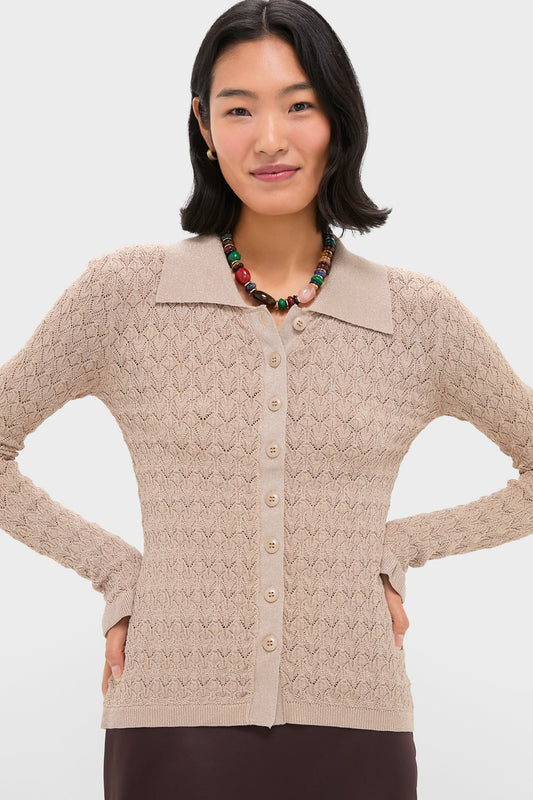 Champagne Ruby Knit Long Sleeve Polo