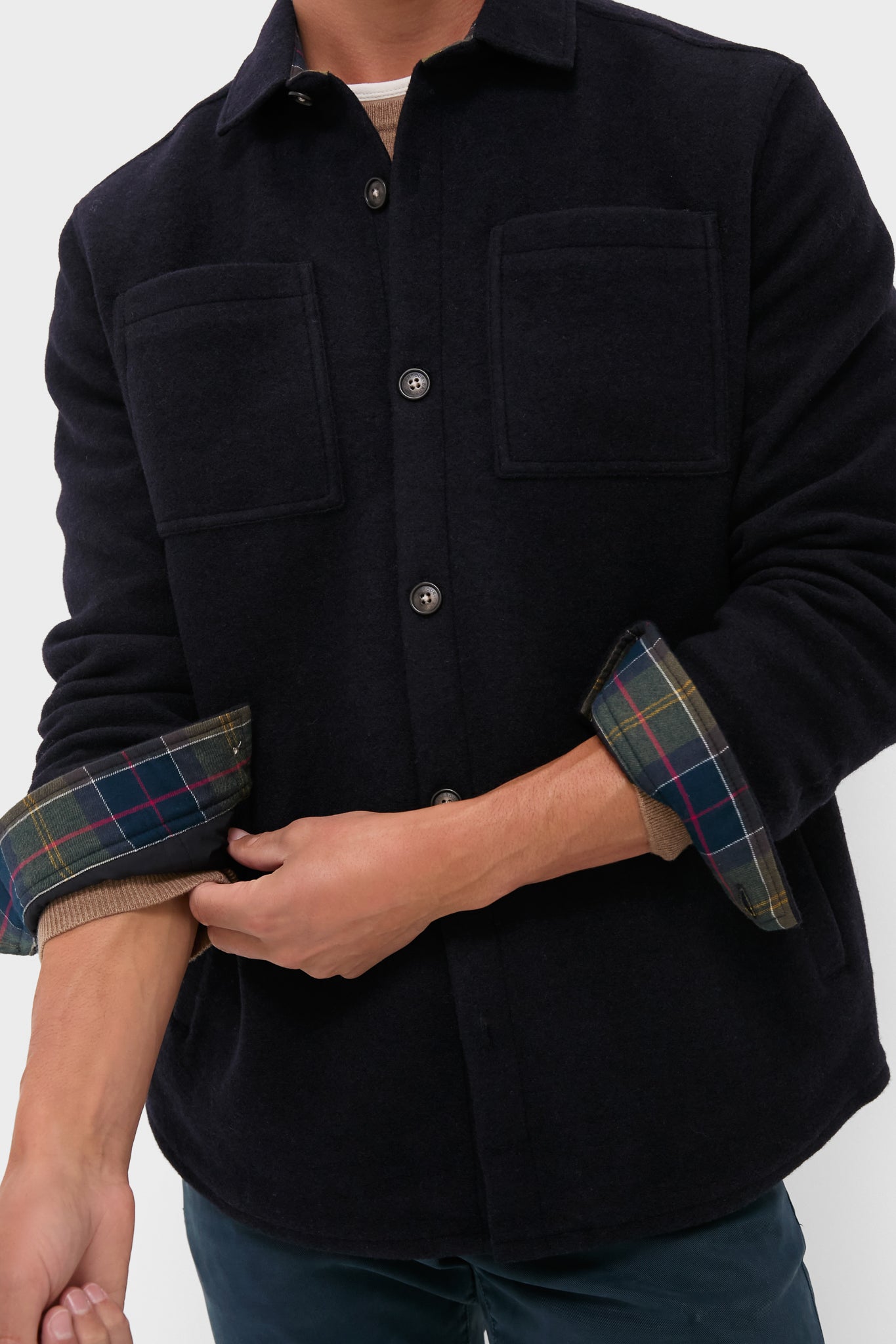 Navy Marl Marlow Tailored Wool Blend Overshirt