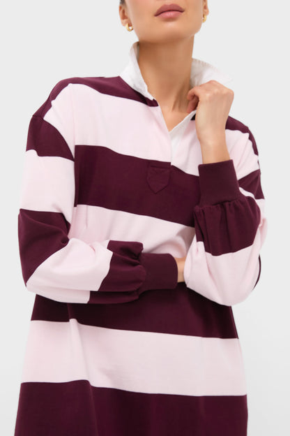 Pink and Winetasting Stripe Travis Rugby Dress