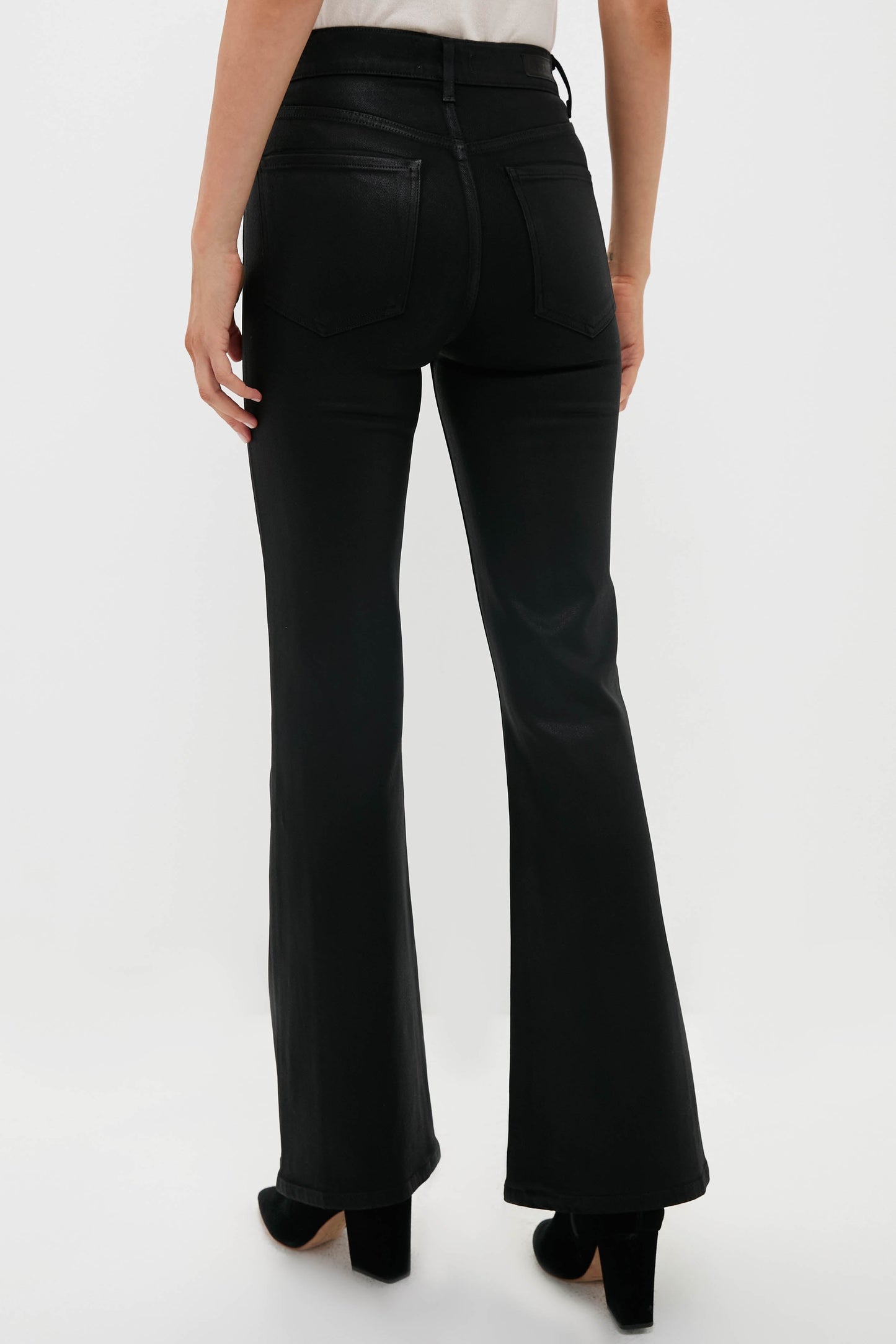 Black Coated High Rise Gigi Skinny Flare