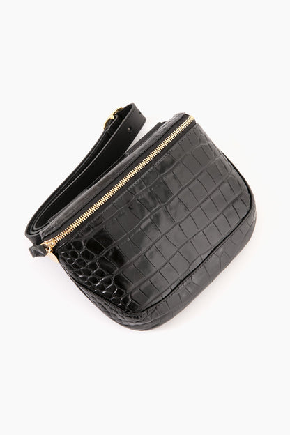 Black Croco Fanny Pack